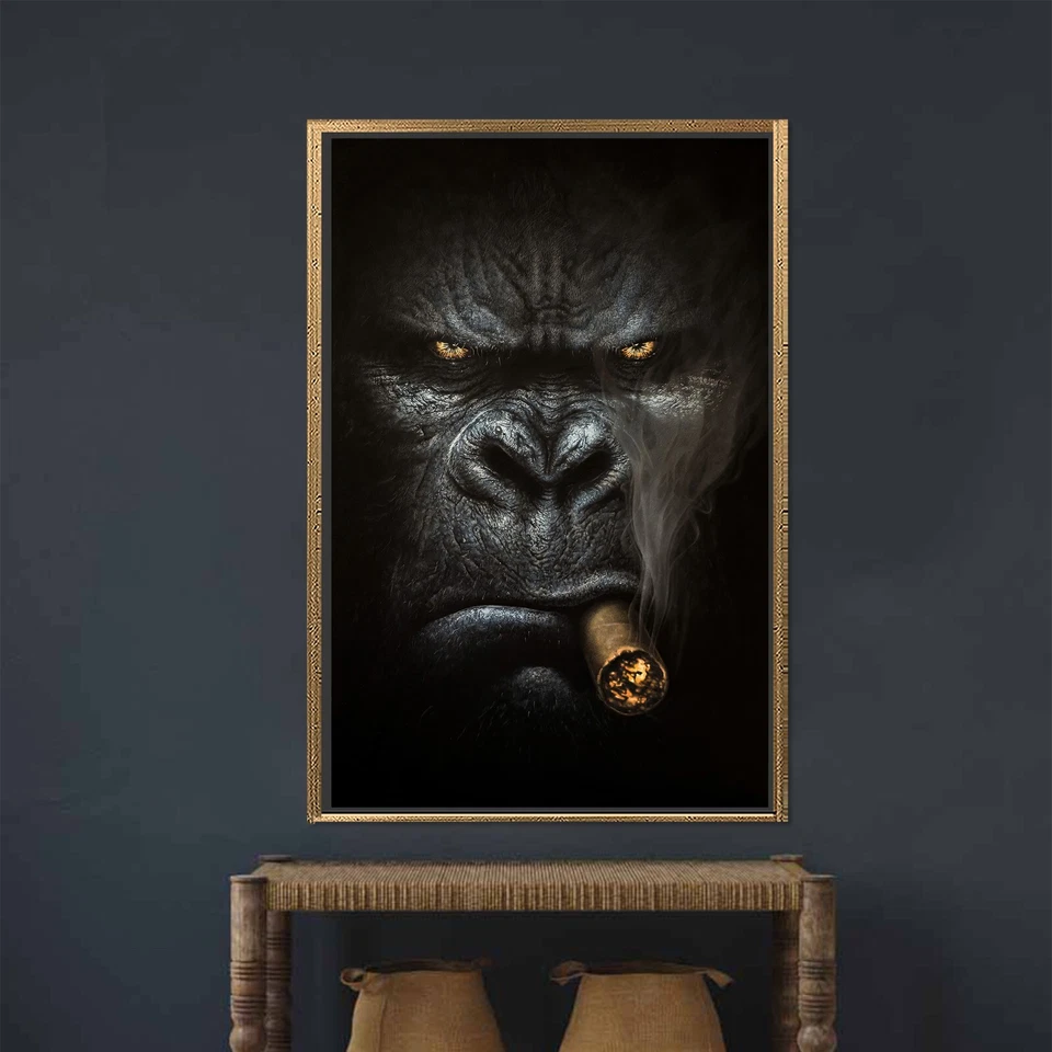 Smoking Gorilla Wall Art, Gorilla Poster, Canvas Wall Art, Smoking Monkey Wall - Image 4 of 4