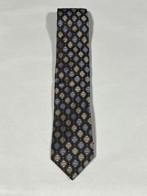 #ad Mens Mazzoni Brown Diamond Pattern Tie Pure Silk Hand Made NEW $39.99