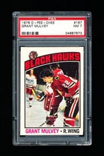 1976 OPC HOCKEY 167 GRANT MULVEY PSA 7 NEAR MINT BLACK HAWKS POP 3
