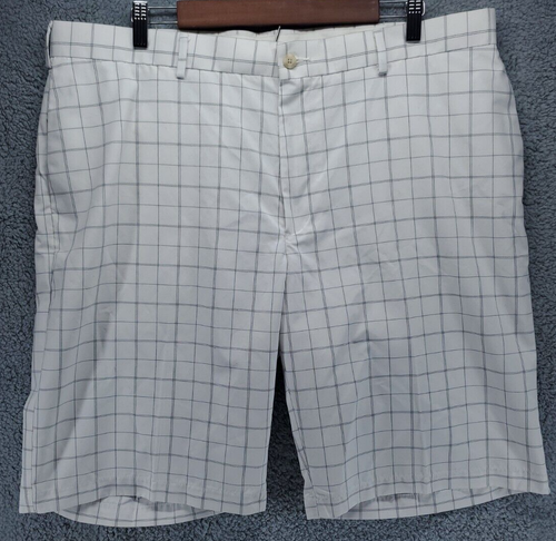 Top Flite Men's Golf Shorts Size 40 White Gray Windowpane Check Flat Front EUC