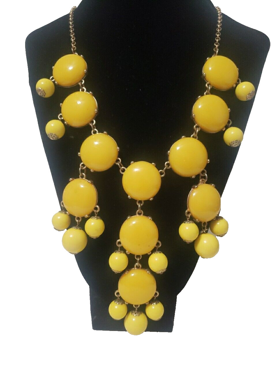 Womens Waterfall Statement Yellow Bubble Bib Neck… - image 8