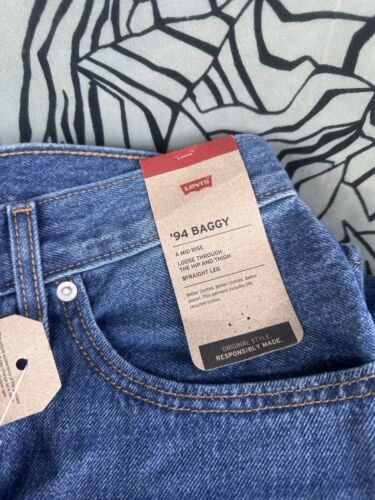 Levi's '94 Baggy Straight Leg Medium Blue Wash Mid Rise Cotton Women's 32 x 31 - Picture 4 of 7