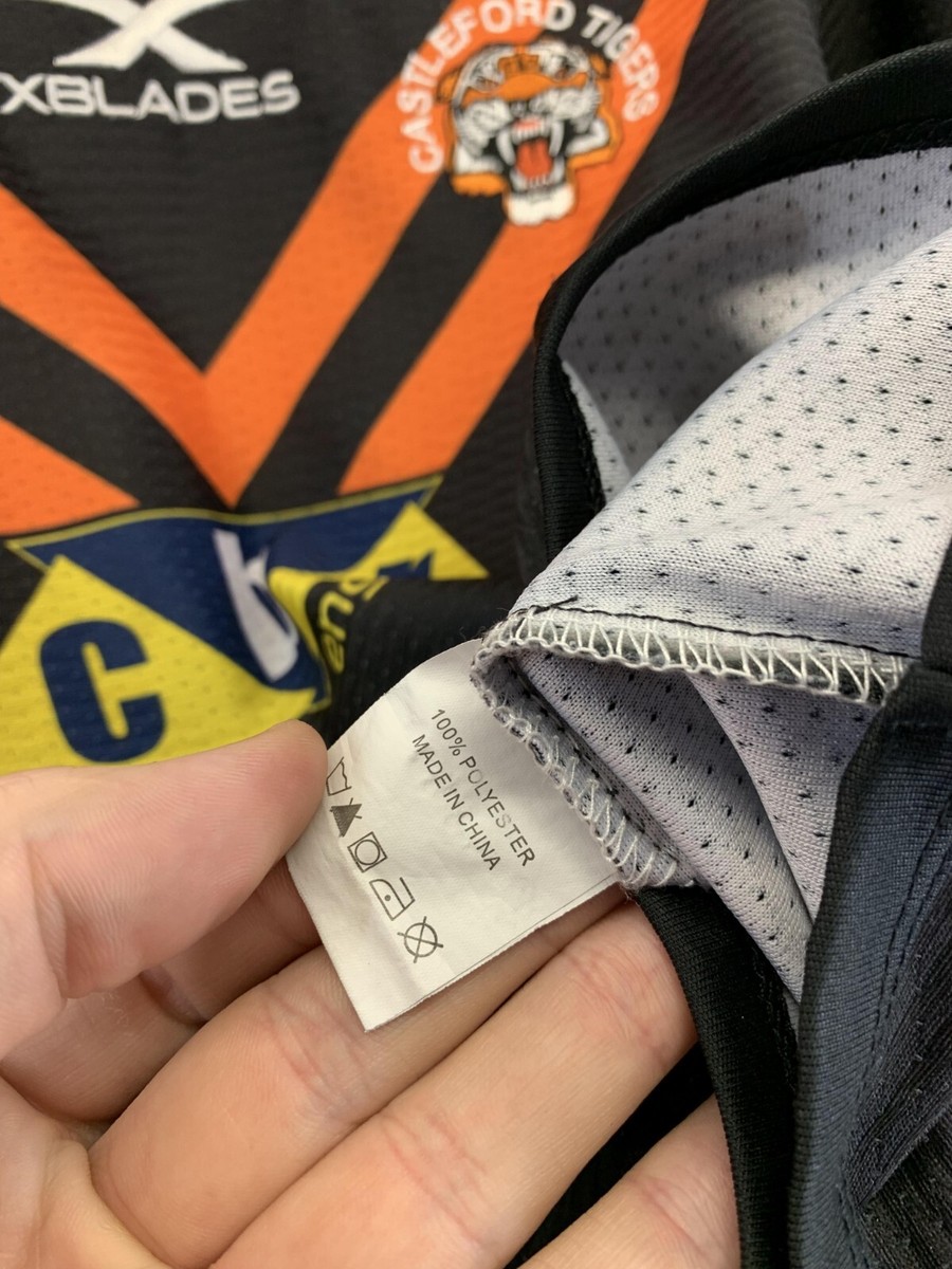 Maillot D'entraînement Castleford Tigers Rugby – Xblades – Taille Jeune M – Orange Et Noir