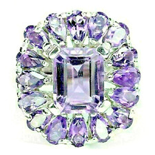 Silver Ring Amethyst Natural Purple Mined Gems Solid Sterling Size M  US 6.25