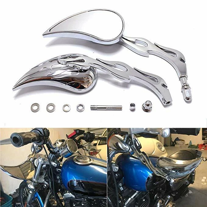 Espejos retrovisores cromados para motocicleta Harley Davidson Sportster 1200 883 Electra Glide A Foto 2 de 4