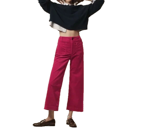 Anthropologie Maeve The Colette Corduroy Pink Cropped Wide-Leg Pants Size 31 - 第 1/17 張圖片