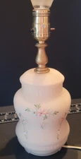 Boudoir Lamp Satin Pink White Blue Flowers Glass Bowl Art Deco Vintage Works