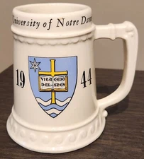  1944 Notre Dame Beer Stein Balfour Cris Reitze Shield B.J.M. Vintage 