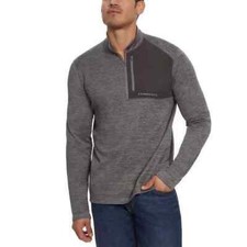 G.H. Bass  CO Men's Size XXL Mixed Media Gray 1/4 Zip Fleece Top Sweatshirt NWT