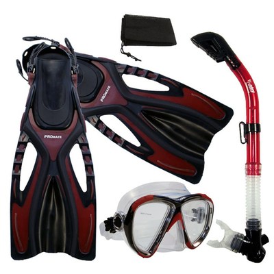 Hawk Eyes Snorkeling Mask Dry Snorkel Fins Flippers Dive Gear Package Combo Set