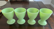 Vintage McKee Jadite Jadeite Green Glass Uranium Waldorf Footed Dessert Egg Cups