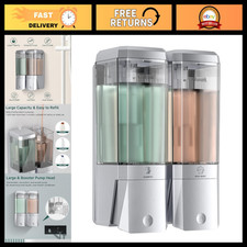 Wall Mounted Shampoo  Conditioner Dispenser - 2 Chamber No Drill Shower Soap Di