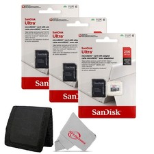 3x Sandisk Ultra 256GB 100MB/s Class 10 Micro SDXC Memory Card Card Wallet
