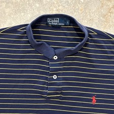 Polo by Ralph Lauren Shirt Men Large Blue Yellow Stripe Polo Short Sleeve Cotton