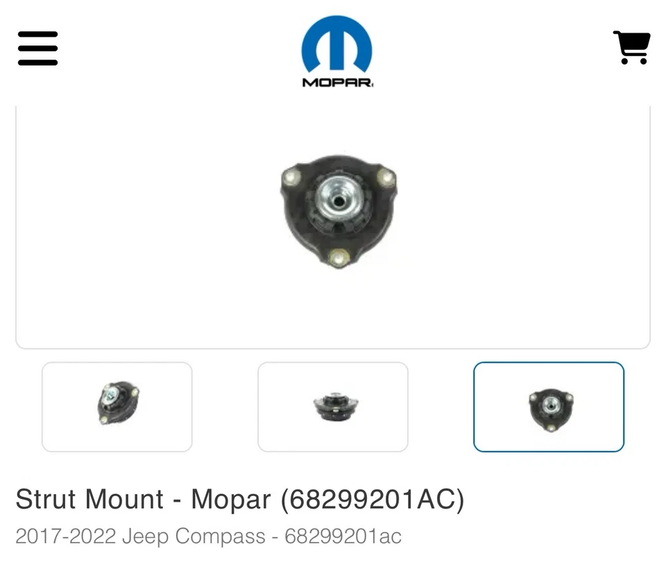 NUEVO Genuino Mopar 68299201AC Montaje Puntal Delantero 17-22 Jeep Compass Foto 3 de 4