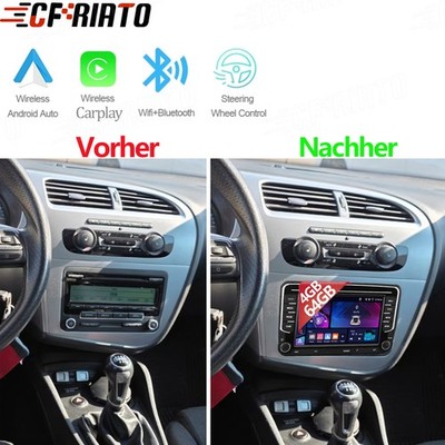 4+64GB Android 15 Autoradio Apple CarPlay GPS für Seat Leon MK2 1P1 2005-2012