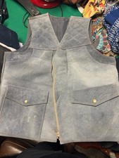 Vintage Genuine Heavy Leather Vest Gray Distressed YKK Motorcycle Western A02