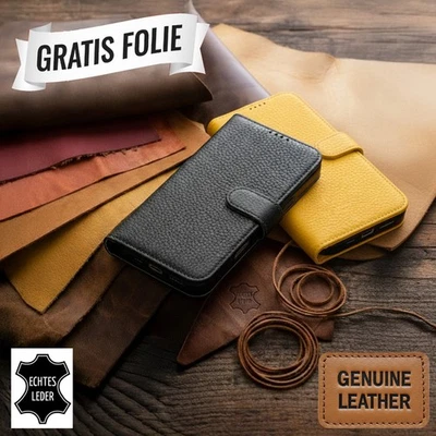 Echt Leder Hülle iPhone 16 15 14 13 12 Pro Max Plus Handytasche Case Etui - Bild 1 von 4