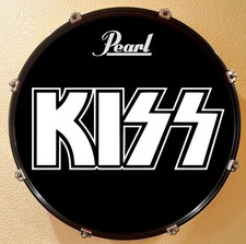 KISS, 22" Bass Drum Head, White Logo, Peter Criss, Eric Singer, Eric Carr