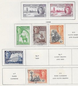7 Gold Coast Stamps from Quality Antique Album 1941-1948