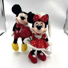 Vintage Disney Valentine's Day Mickey and Minnie Mouse Bean Bag Plush in Cases