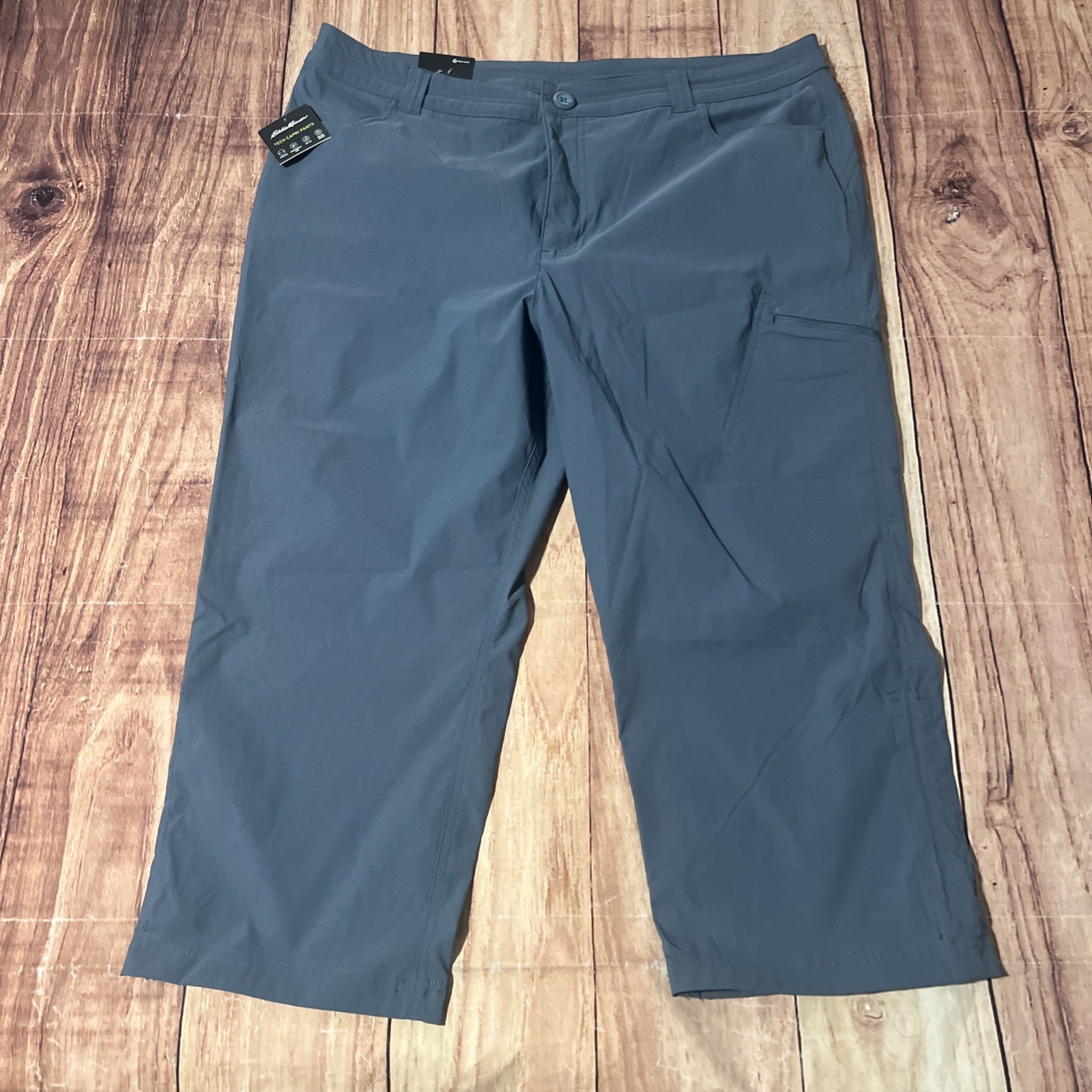 NWT Eddie Bauer Women's Tech Capri Pants Blue UPF 50 Stretch StormRepel Size 14