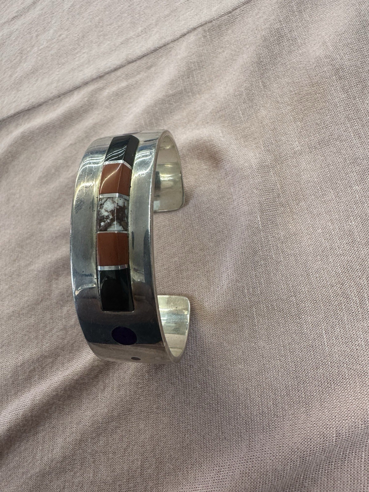 Navajo vintage 925 sterling silver cuff bracelet Many Goats Family Stamped Jewel