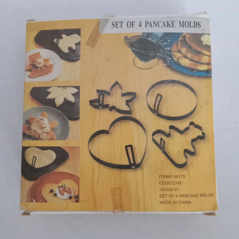 Juego De Colección De 4 Moldes Para Panqueques Una Hoja, Círculo, Oso, Corazón Artículo #146175 * Foto 2 de 4