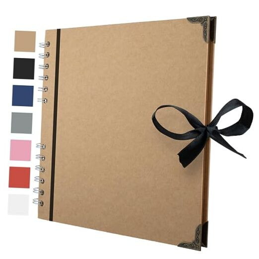 Scrapbook Album 60 Pages (8 x 8 Inch) Brown Thick 200gsm Kraft Paper, Photo