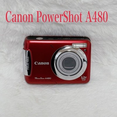Canon PowerShot A480 Digital Camera Red Compact Tested Great