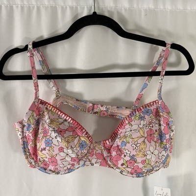 New Cupshe Bikini Top Women's Large Pink Floral Underwire Adjustable Strap Padde