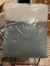 Full/Queen Textured Chambray Cotton Comforter  Sham Set Dark Teal Blue