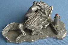 1990 Rawcliffe Pewter Coffee Dragon RF139 Figurine/Sculpture/Paperweight 3"x1.5"