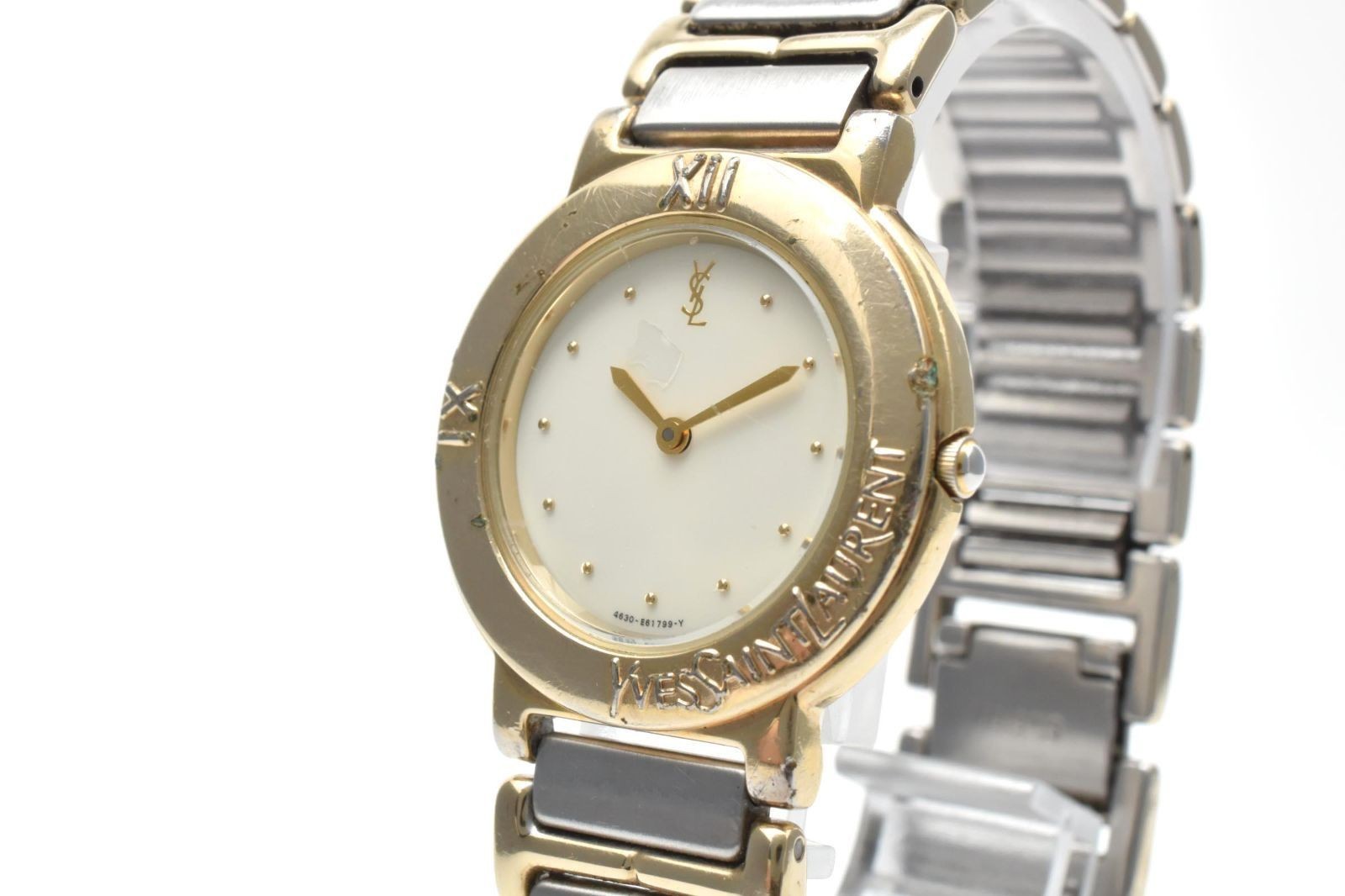 YSL 4620 Two Tone White Dial Quartz Watch 4620-E60957Y Tasted From Japan thumbnail 6