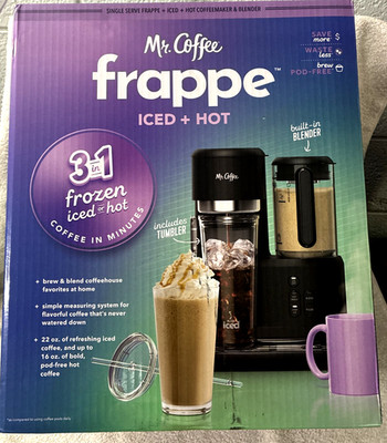 Mr. Coffee 3-in-1 Single Serve Frappe Iced & Hot Coffee Maker with Blender/NEW