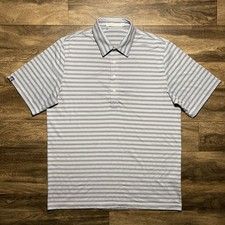 Criquet Performance Range Polo Mens Large Blue Striped Pima Blend Golf EUC