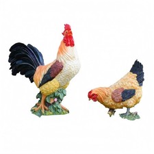 Hahn-und-Henne-Statue handbemalt H&uuml;hnerfigur aus Kunstharz 3D-Form f&uuml;r Bauernhof