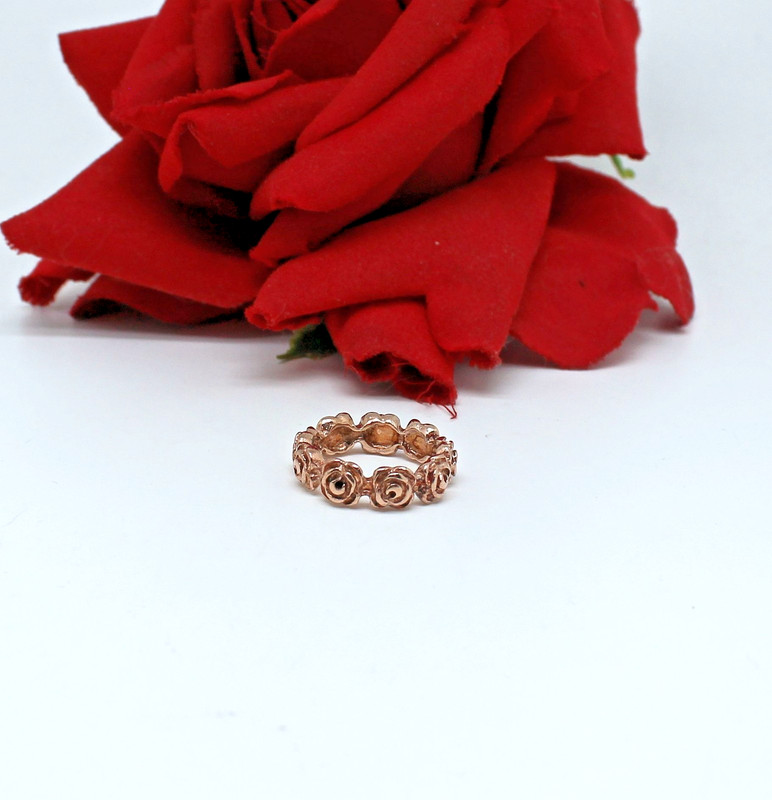 Sterling Silver OT Turkey Rose Eternity Band Ring Size 5 3.08g CAT RESCUE