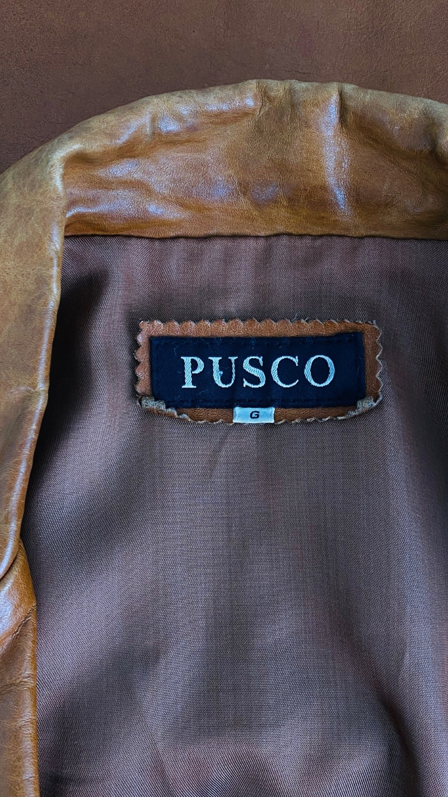 Vintage 1970s brown leather jacket caramel light … - image 15