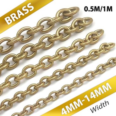 Solid Brass Chain 4-14mm Width Necklace Jewelry Bags Craft Chain Sold Per Meters