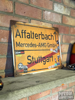 Affalterbach AMG Mercedes Verkehrsschild rostig getragen Germany German Stuttgar