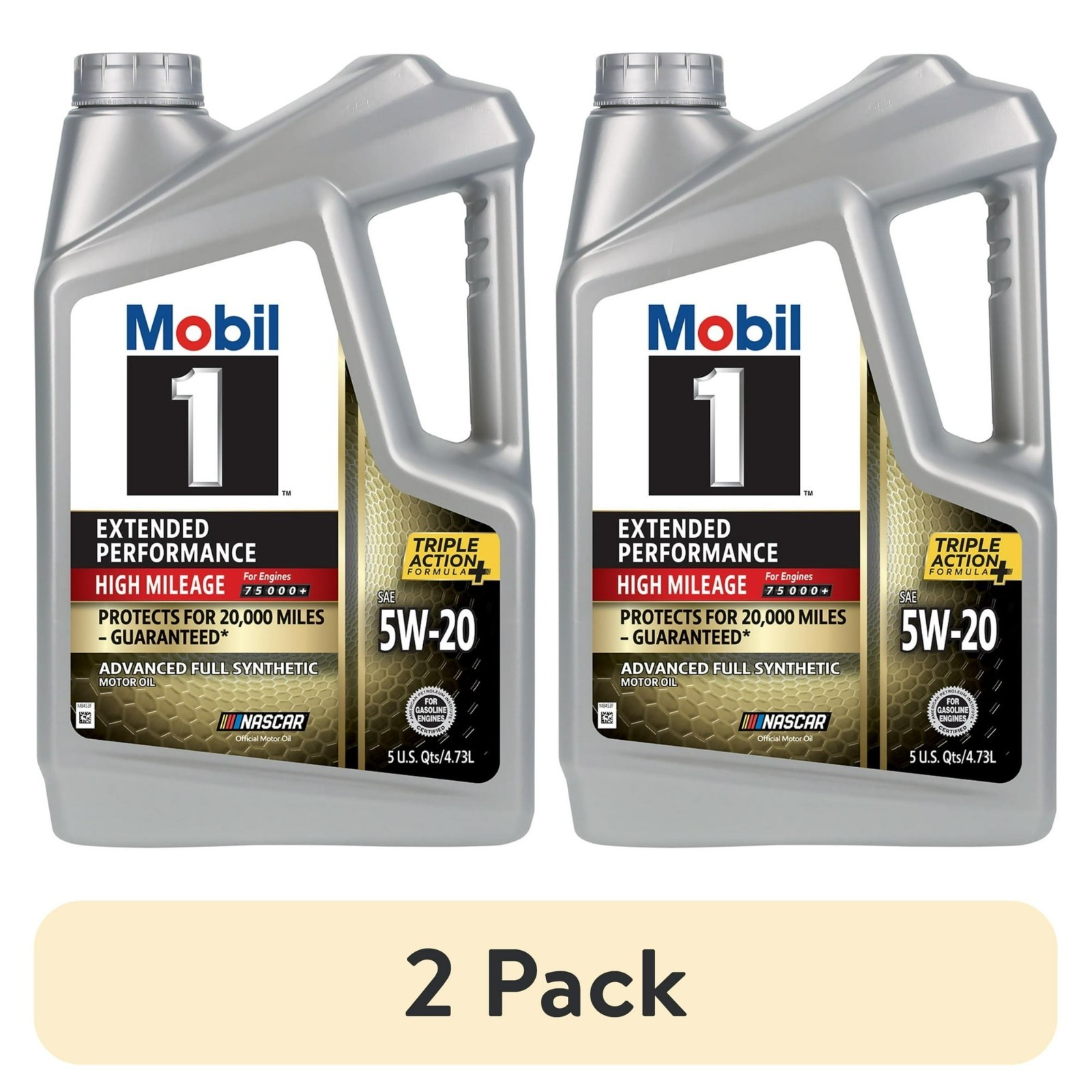 2 PACK Mobil 1 Extended Performance High Mileage Full Synthetic Motor Oil 5W-20