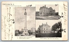 Antique 1903 Trenton NJ Postcard Featuring Battle Monument & State Capitol