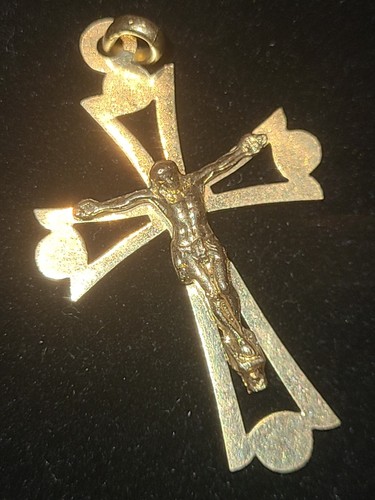 18k Italian Gold Cross Pendant, 18k Gold Cross, 18k Cross Pendant
