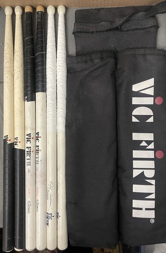 3 pair Vic Firth Ralph Hardimon Corpsmaster Marching Drum Stick Bag 2 Nylon Tip