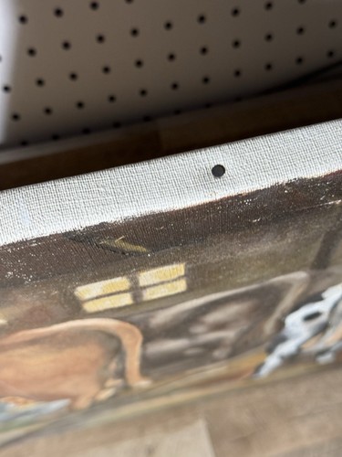 Vintage European Oil On Canvas Farmer Milking Cows Painting Mystery Artist - Picture 12 of 13