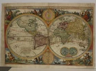 1657ca VISSCHER UNUSUAL ANTIQUE COPPER ENGRAVED TWO-HEMISPHERES WORLD MAP