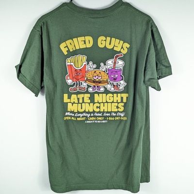 #ad The High amp; Mighty M Fried Guys Late Night Munchies Mens Green Graphic Tee $16.95