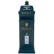 Standing Green Gaelic Harp Irish Mailbox Post Replica Cast Aluminum and Iron