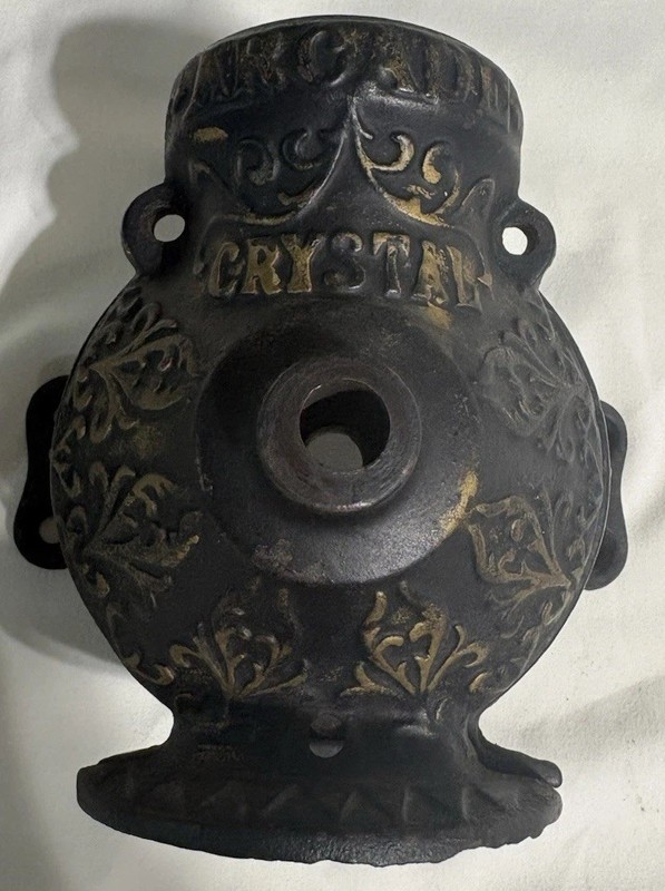 Antique Arcade Crystal Coffee Grinder HOUSING w/ Unique Gold Lettering